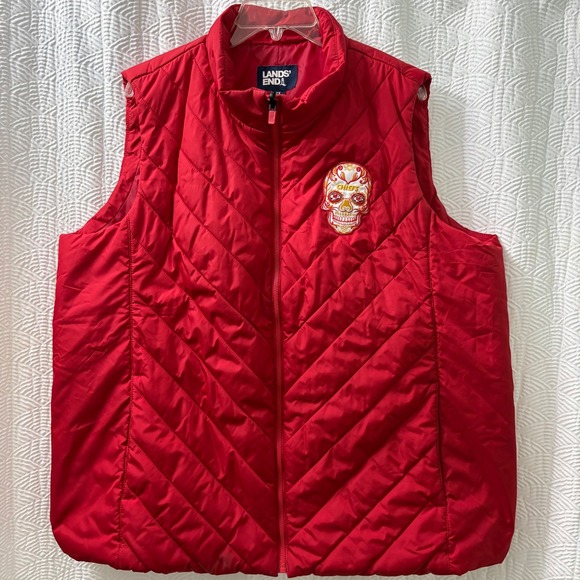 Lands' End Puffer Vest Kansas City Chiefs Sugar Skull 2X 20W-22W - Picture 1 of 6